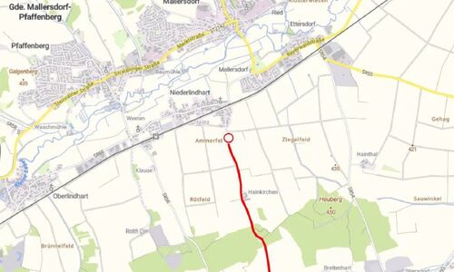 Landkarte zeigt die Straßensperrung Niederlindhart und Unterellenbach